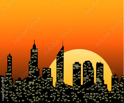 Coucher de soleil sur la ville