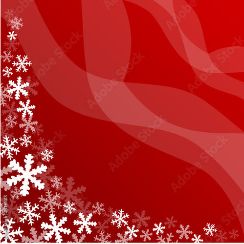 Flocons de neige sur fond rouge