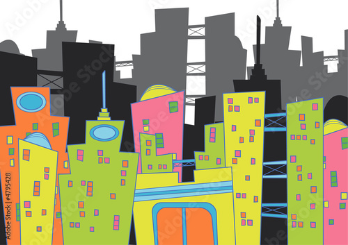 cityscape - cartoon illustration