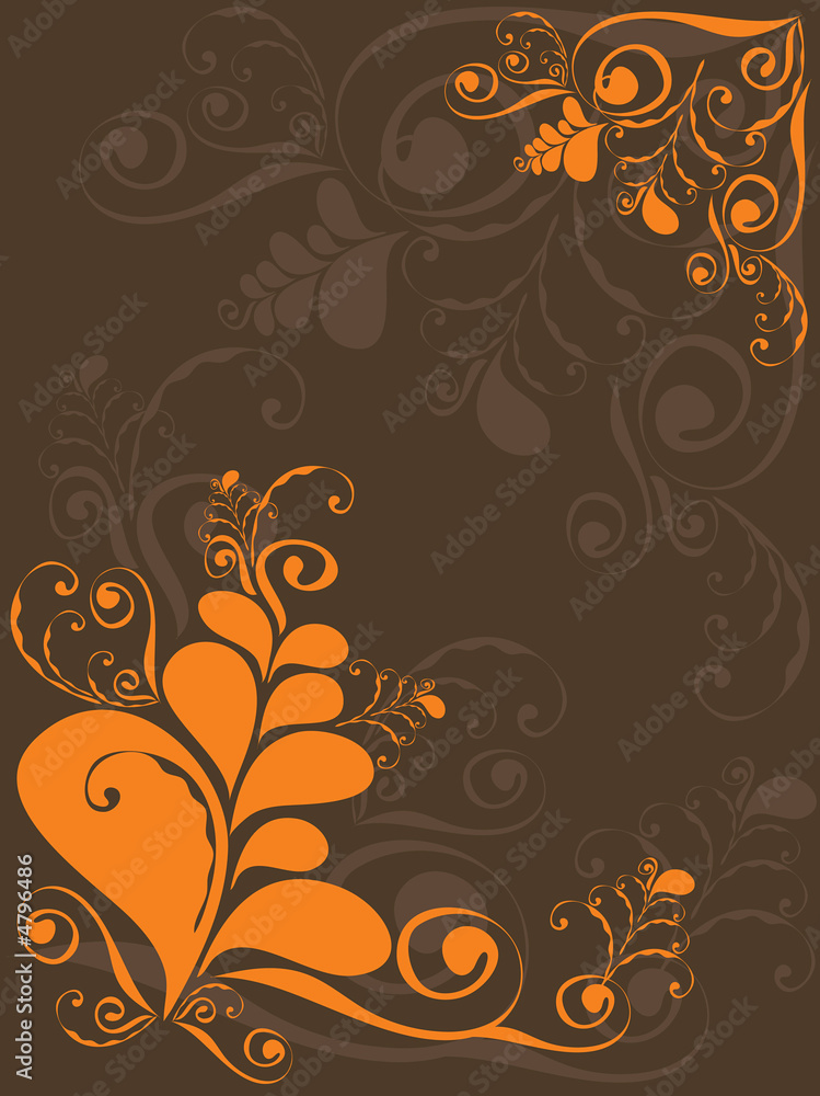orange grunge swirly on brown - illustrated background orange grunge swirly on brown - illustrated background