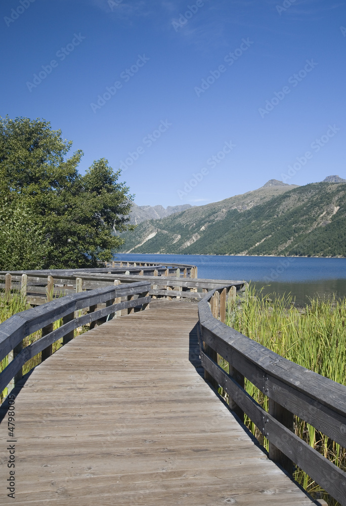 Coldwater lake raised wood walkway