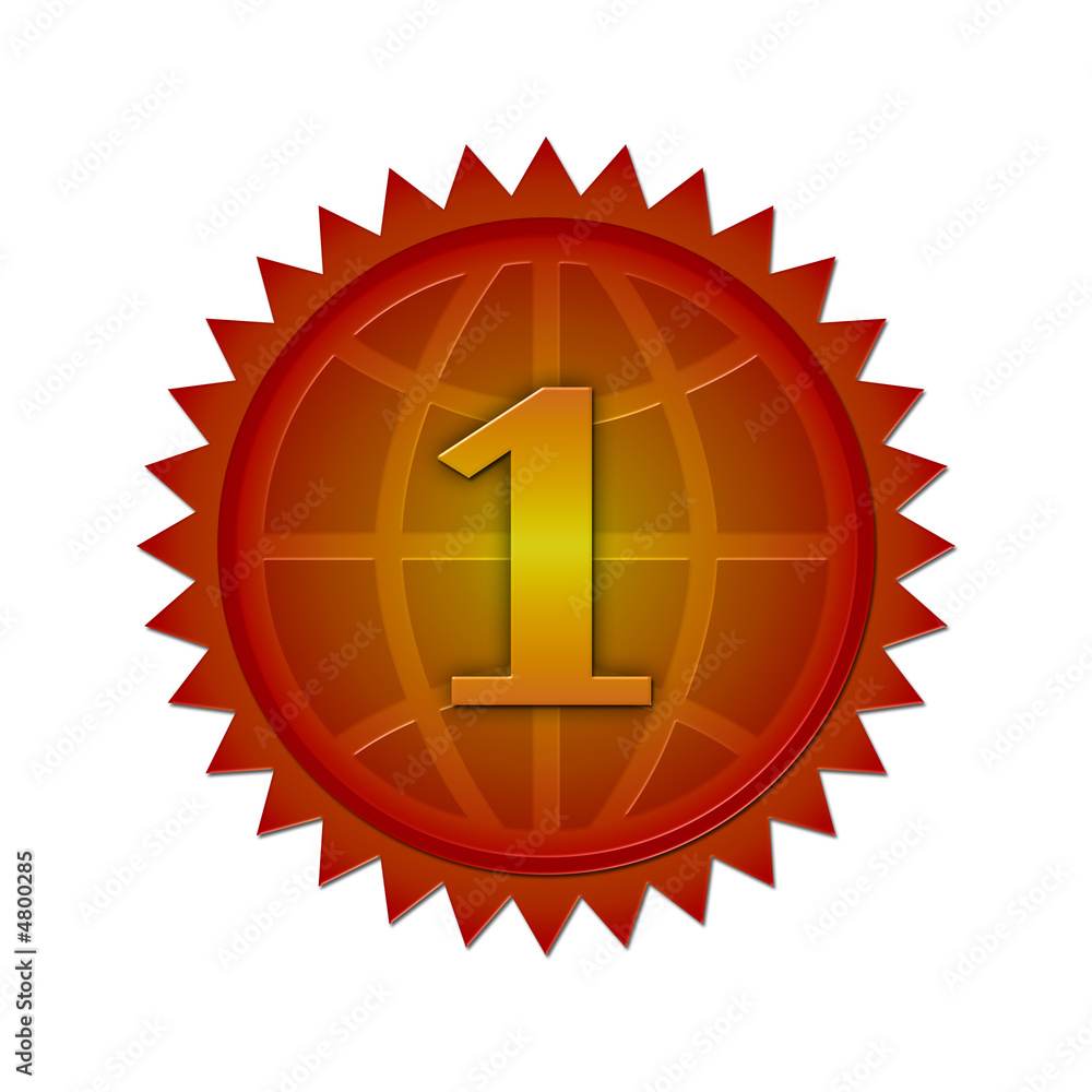 Number One in the world award badge. Isolated Number One in the world award badge. Isolated