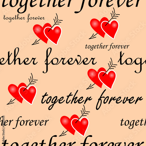 VALENTINE with hearts. Seamlessly vector wallpaper