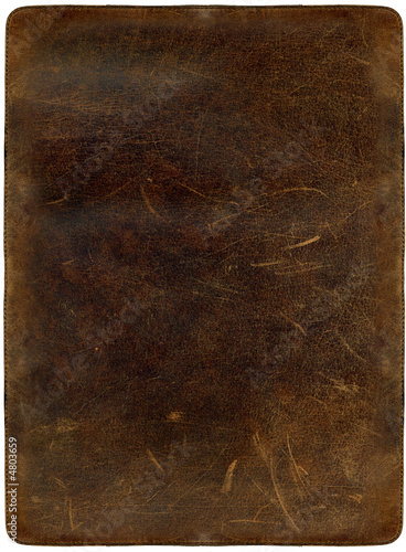 Brown scratched leather texture with stiched edges