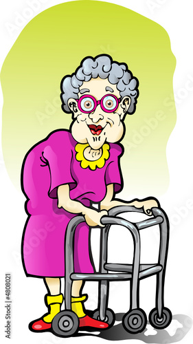 Elderly Woman with a Walker