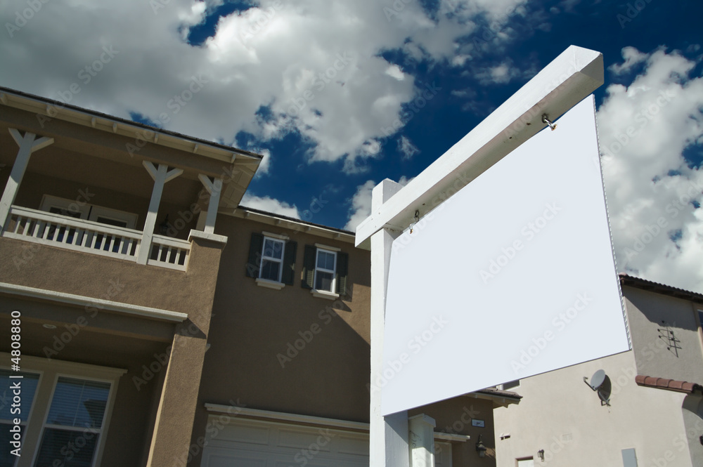 Blank Real Estate Sign and Home - Ready for your own message.