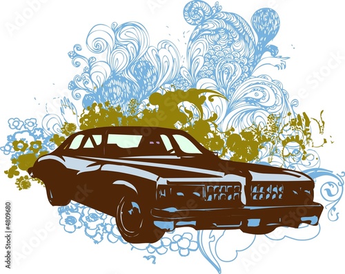 Canvas Print Retro car illustration