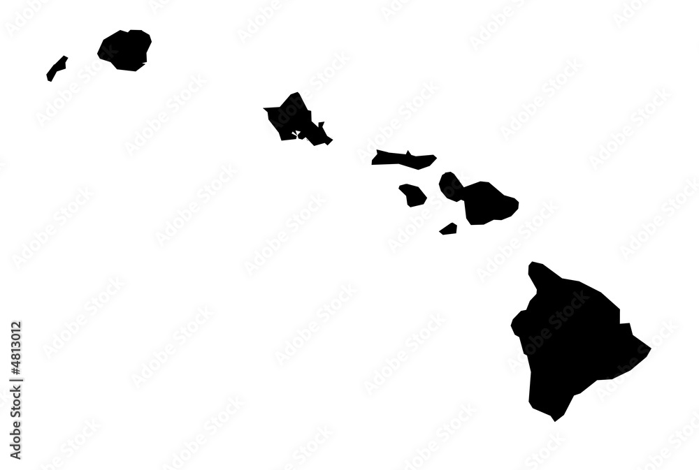 Obraz premium Isolated black and white map of Hawaii