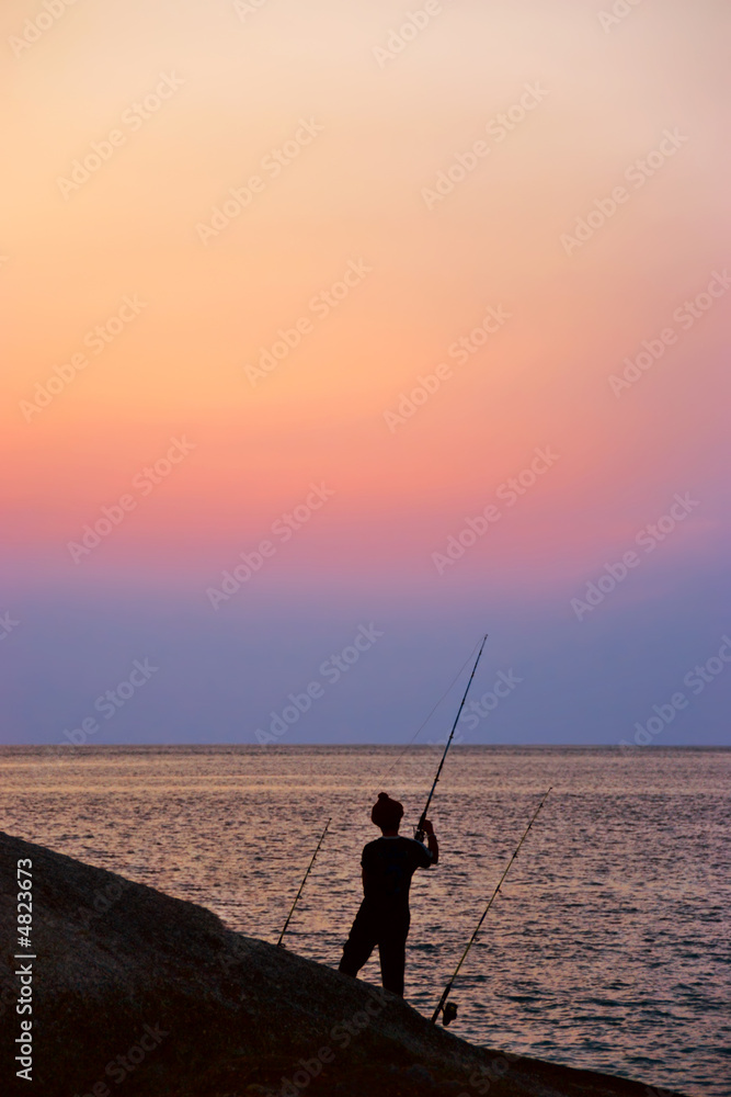 Sunset Fishing Silhouette