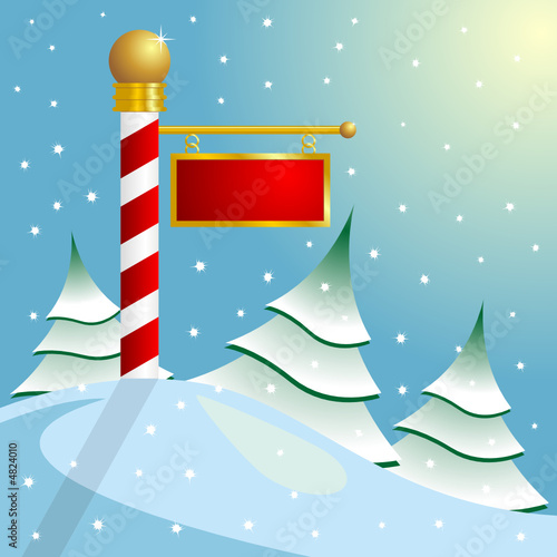 Christmas. North Pole sign with copyspace