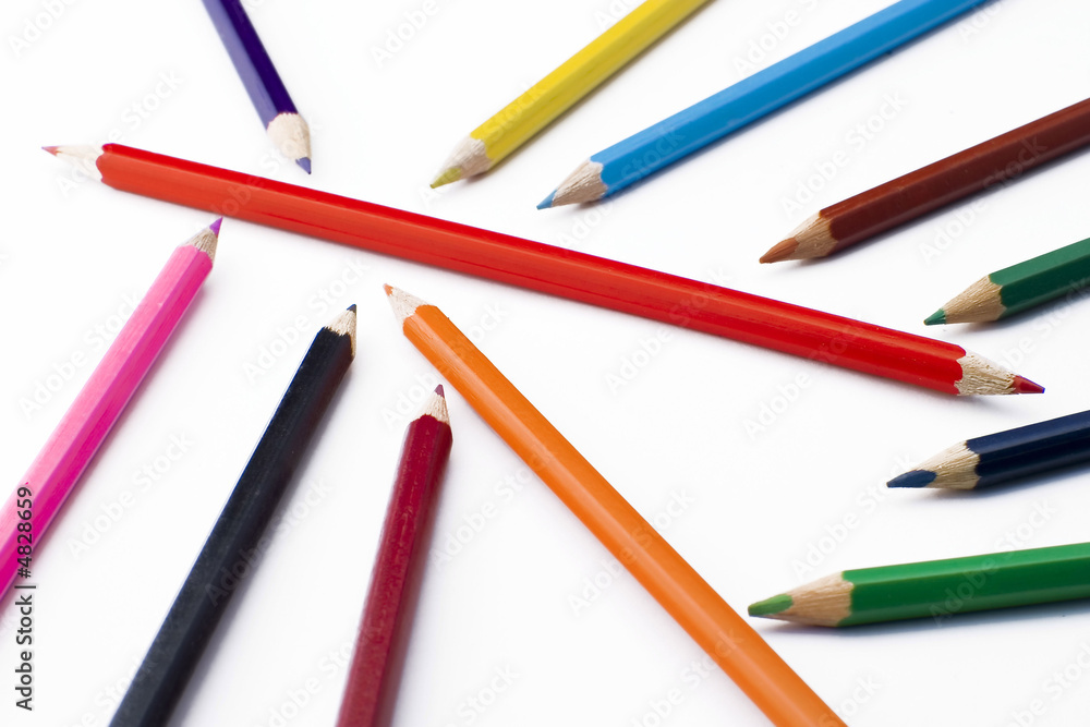 Colorful pencils isolated on white. Relations. Colorful pencils isolated on white. Relations.