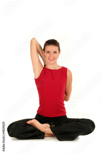 Woman sitting in lotus position 