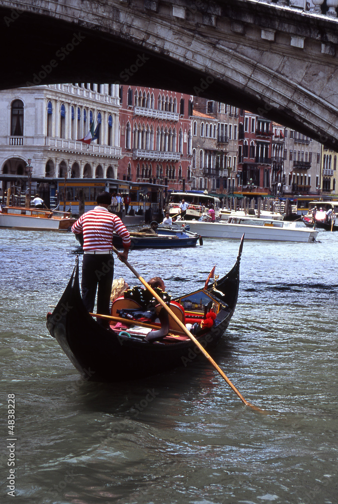Gondola on Grand Canal. Venice. Italy