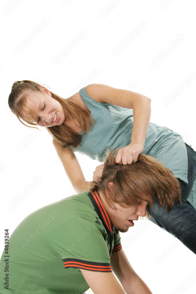 Young woman beat her boyfriend Young woman beat her boyfriend