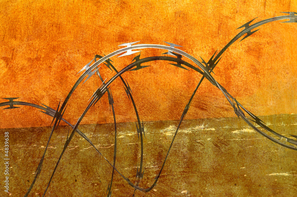 Razor Wire with Grunge Overlay Razor Wire with Grunge Overlay