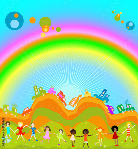 kids and rainbow