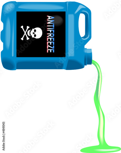 Antifreeze bottle being poured
