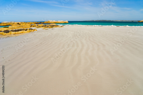 Beautiful streaky beach leading to rocky headland