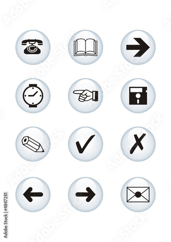 Set of computer round glass icons