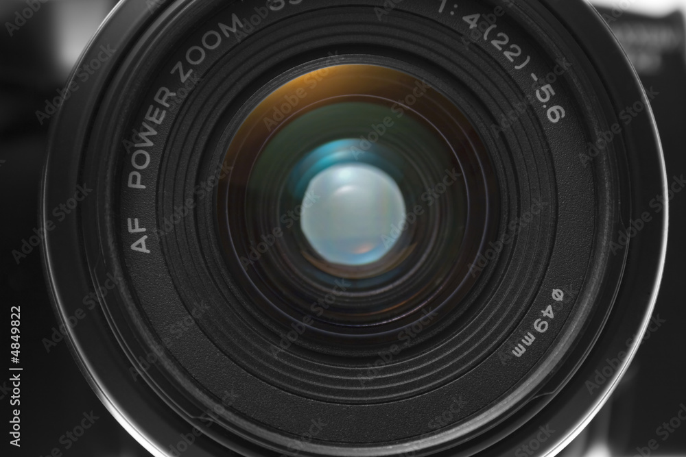 Front view closeup of camera lens