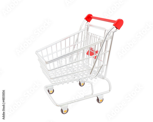 Shopping cart over white