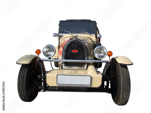front of oldtimer car isolated