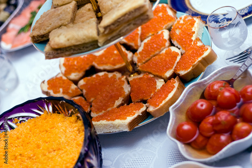 Sandwiches with red caviar photo