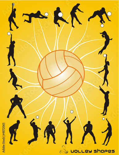 siluetas de personas jugando voleibol en vector