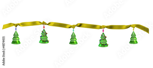 Christmas fir on the yellow ribbon