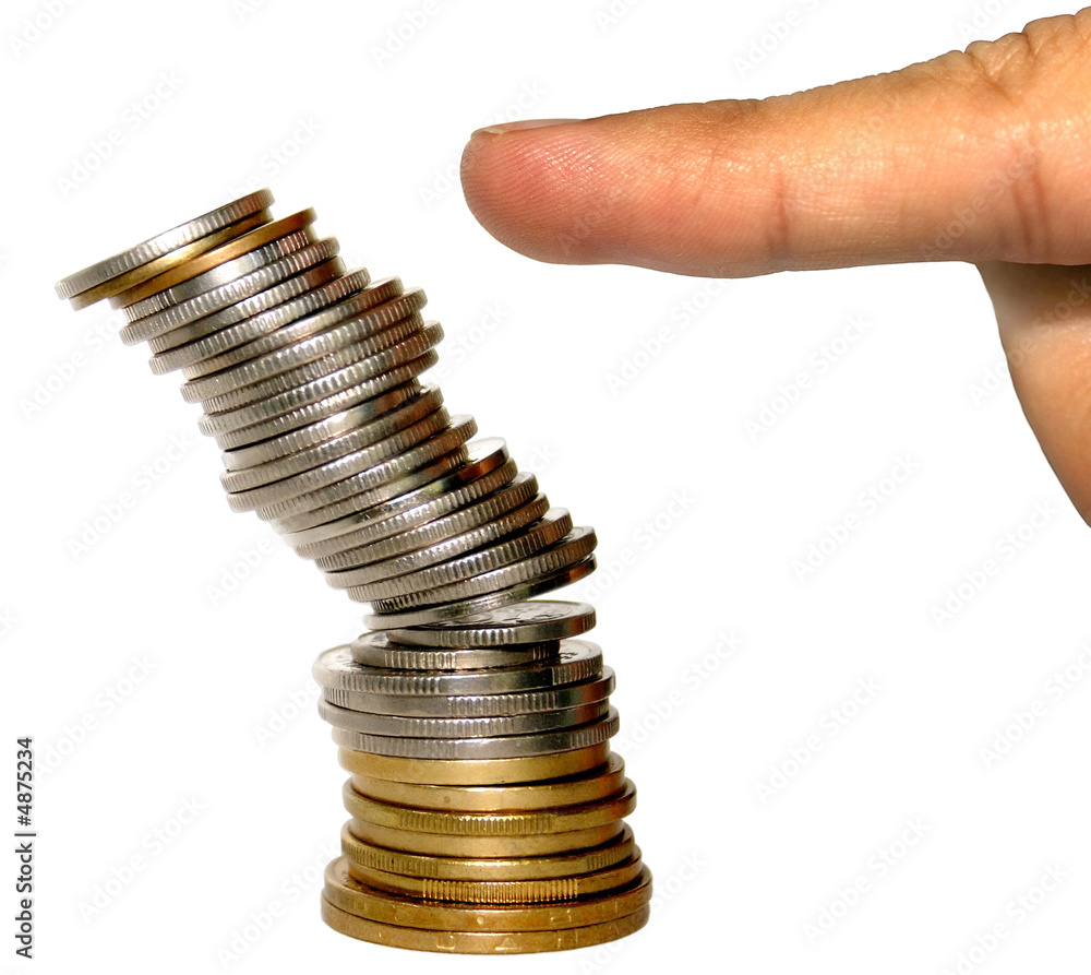 Falling pile of coins (isolated) Falling pile of coins (isolated)