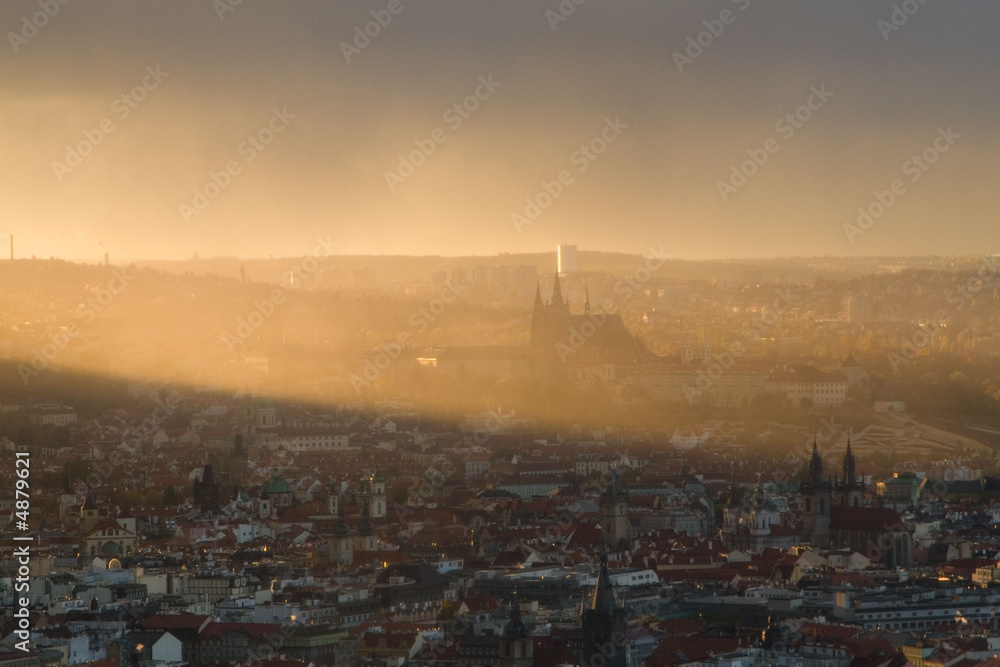 Naklejka premium Prague in sunset
