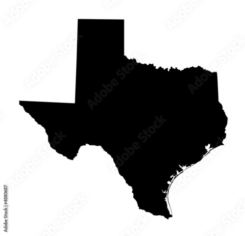 isolated black and white map of Texas