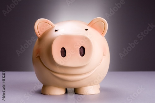 Piggy porcelaine in red gray background