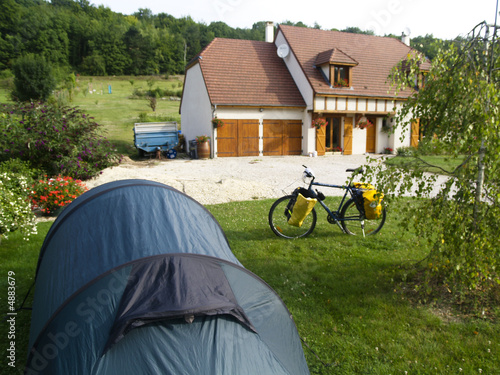 Bike, Tent and big house