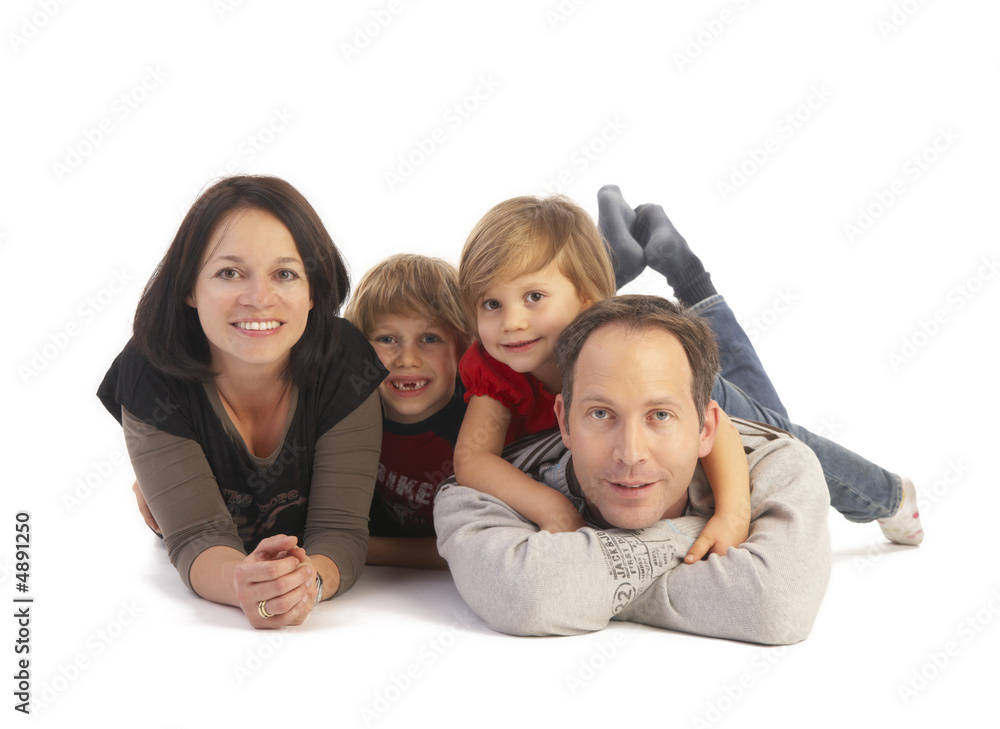 family of four on floor
