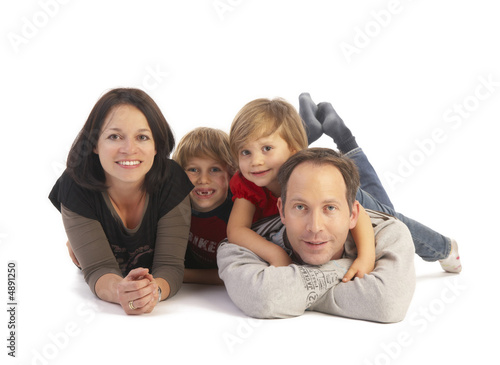 family of four on floor