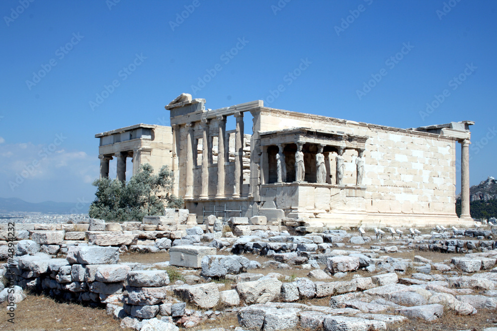 Erechtheion temple on Acropolis in Athens, Greece