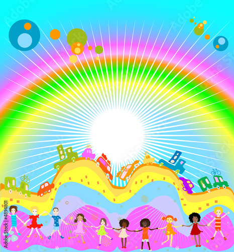 kids and rainbow
