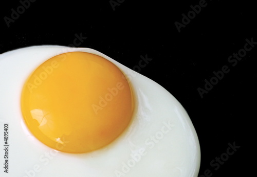 Close up view of the fried eggs on black