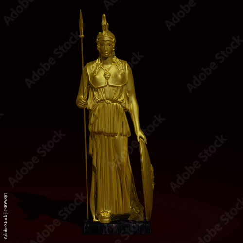 Obraz na plátně Gold statue of goddess Athena. with Clipping Path