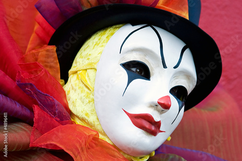 Clown in white mask - close up