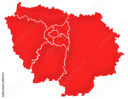 Carte Ile-de-France Rouge Satin