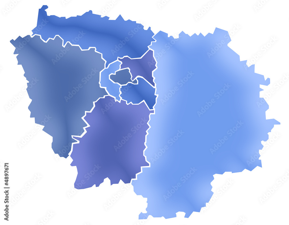 Carte Ile-de-France Camaieu Bleu 