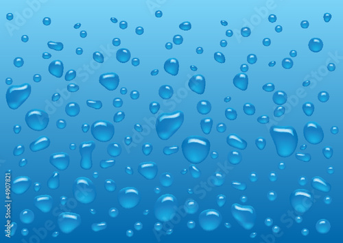 Water droplets on the blue background