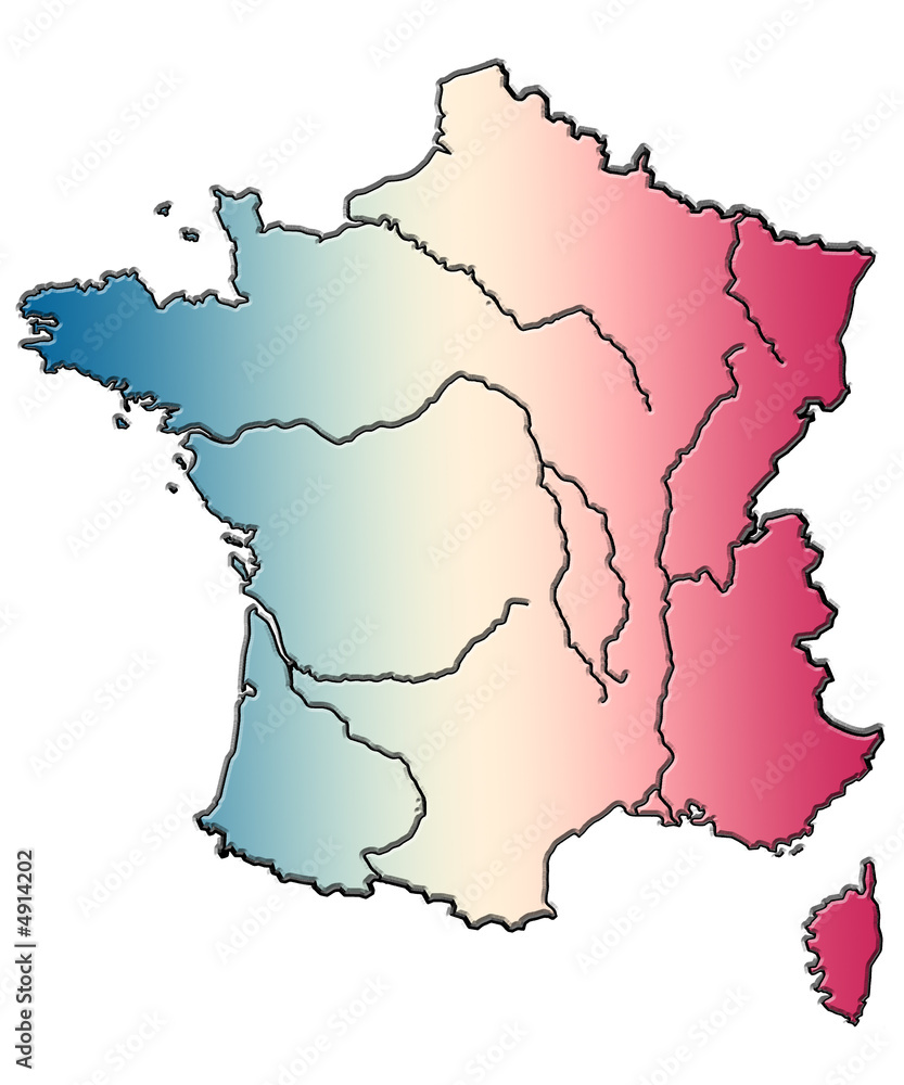 Carte De France Corse Fleuves Bleu Blanc Rouge Stock Illustration Adobe Stock