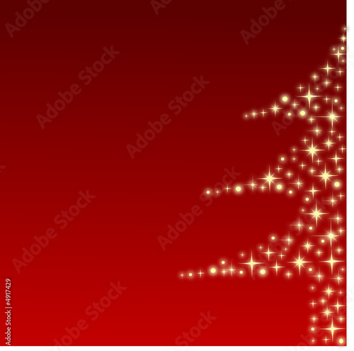 Sapin en étoiles sur fond rouge