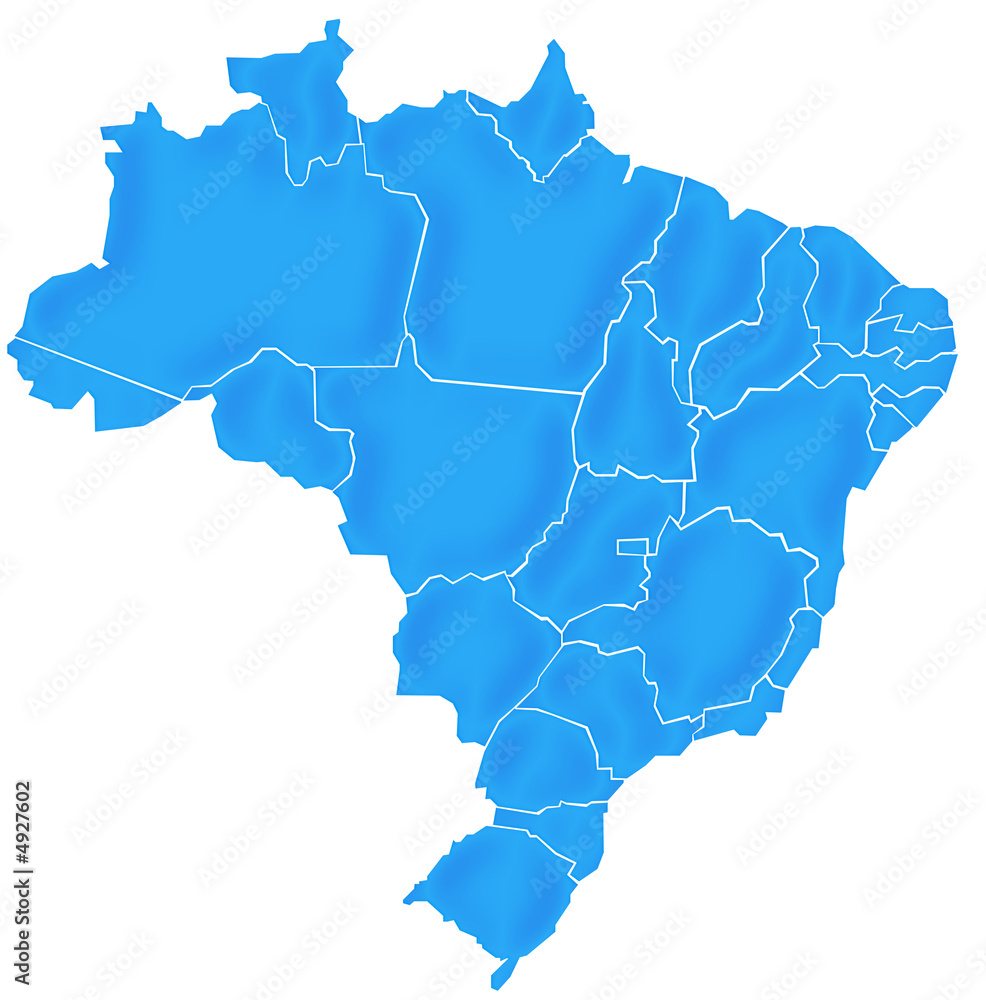 Carte Brésil Bleu Satin  - Brasil Map