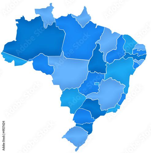 Carte Brésil Camaieu Bleu  - Brasil Map