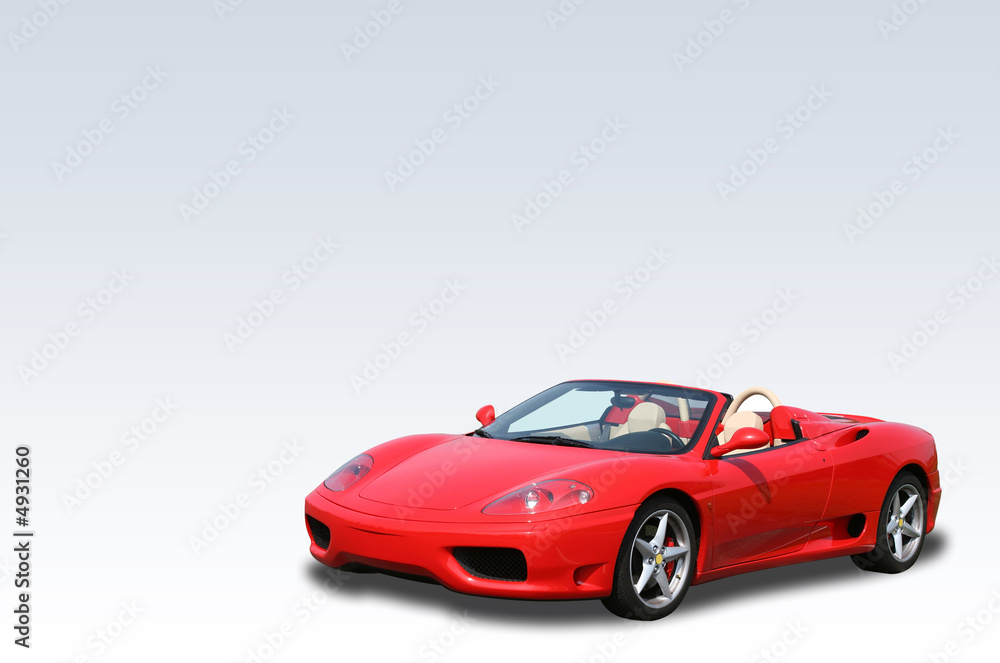 Red Italian convertible sports car on a gradient background