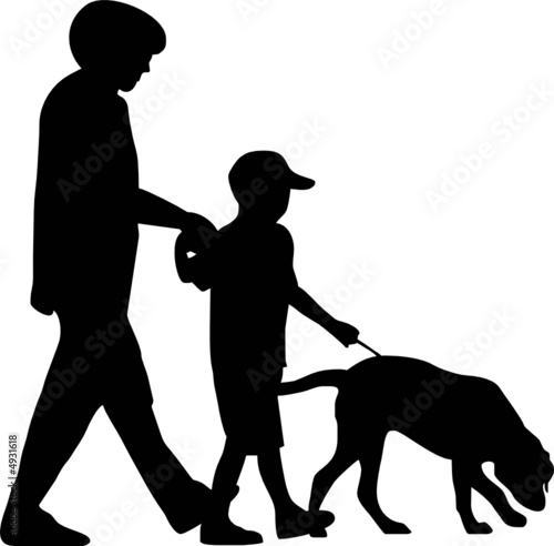 family with dog